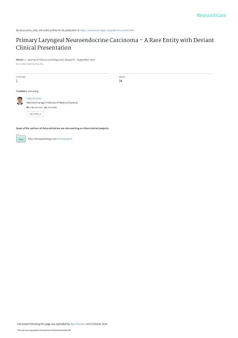 Primary Laryngeal Neuroendocrine Carcinoma  A Rare Entity with Deviant  Clinical Presentation