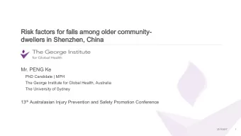 Risk  isk factors  tors for falls  ls amon  ong  g olde  der  r community  ommunity-  dweller