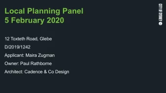 Local Planning Panel  5 February 2020  12 Toxteth Road, Glebe  D/2019/1242  Applicant: Maira Zugman