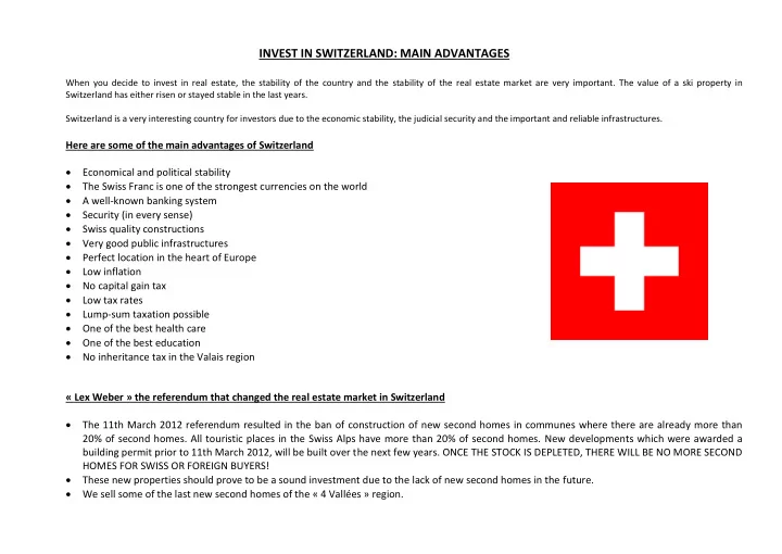 invest in switzerland main advantages