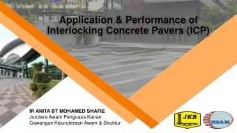 Interlocking Concrete Pavers (ICP)  IR ANITA BT MOHAMED SHAFIE  Jurutera Awam Penguasa Kanan