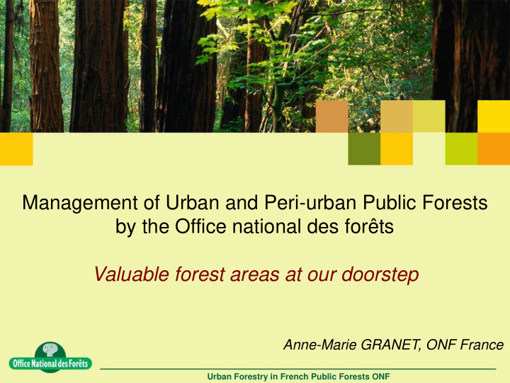 management of urban and peri urban public forests by the