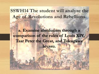 SSWH14 The student will analyze the  Age of  Revolutions and Rebellions.  a. Examine absolutism