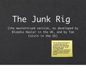 The Junk Rig  (the westernised version, as developed by  Blondie Hasler in the UK, and by Tom