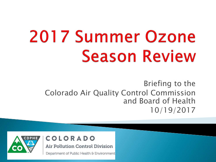 briefing to the colorado air quality control commission
