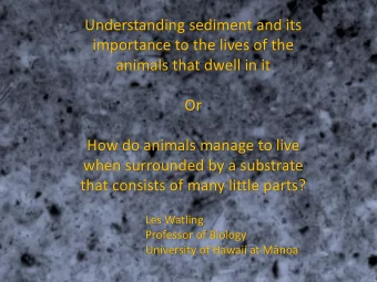 Understanding sediment and its  importance to the lives of the  animals that dwell in it  Or  How