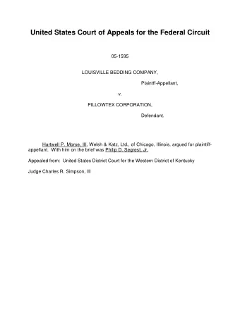 United States Court of Appeals for the Federal Circuit  05-1595  LOUISVILLE BEDDING COMPANY,