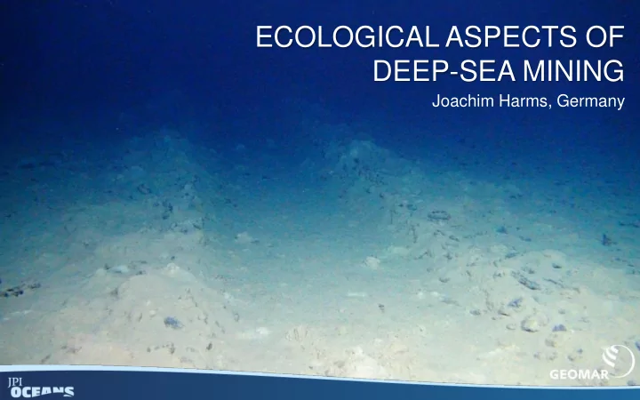 ecological aspects of deep sea mining