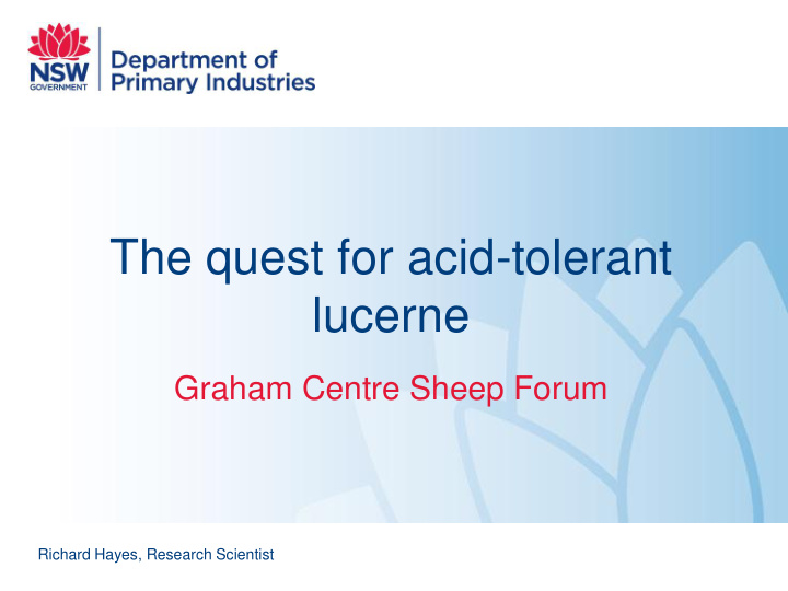 the quest for acid tolerant