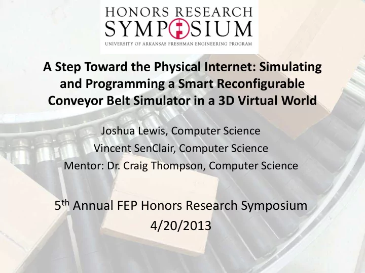 a step toward the physical internet simulating and