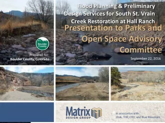 Open Space Advisory  Committee  Prepared for:  September 22, 2016  Boulder County, Colorado  In
