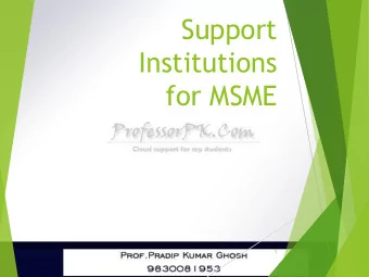Institutions  for MSME  1  Directorate of Industries  The apex of State Level Industrial