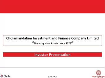 Financing  your Assetssince 1978   Investor Presentation  June 2011  Disclaimer  Certain