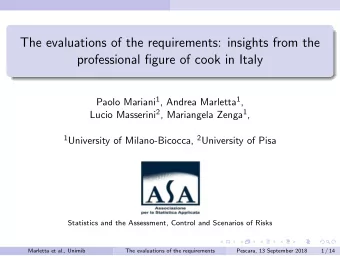 The evaluations of the requirements: insights from the  professional figure of cook in Italy Paolo