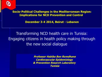the new social dialogue  Professor Habiba Ben Romdhane  Cardiovascular Epidemiology  &amp;