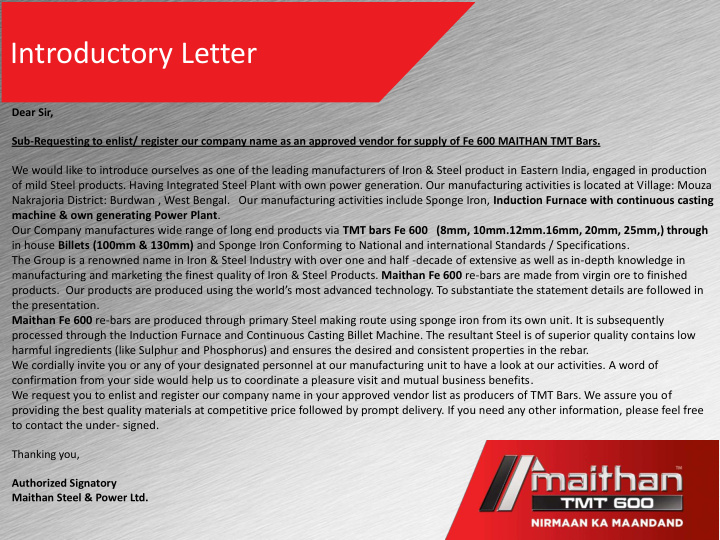 introductory letter