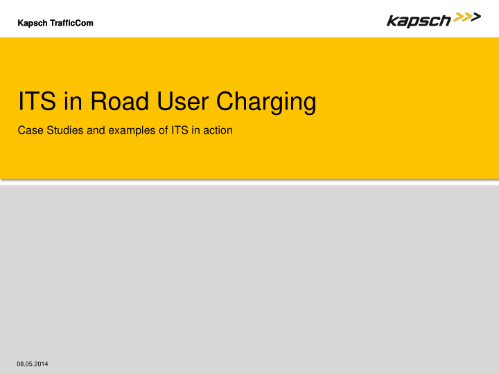 its in road user charging