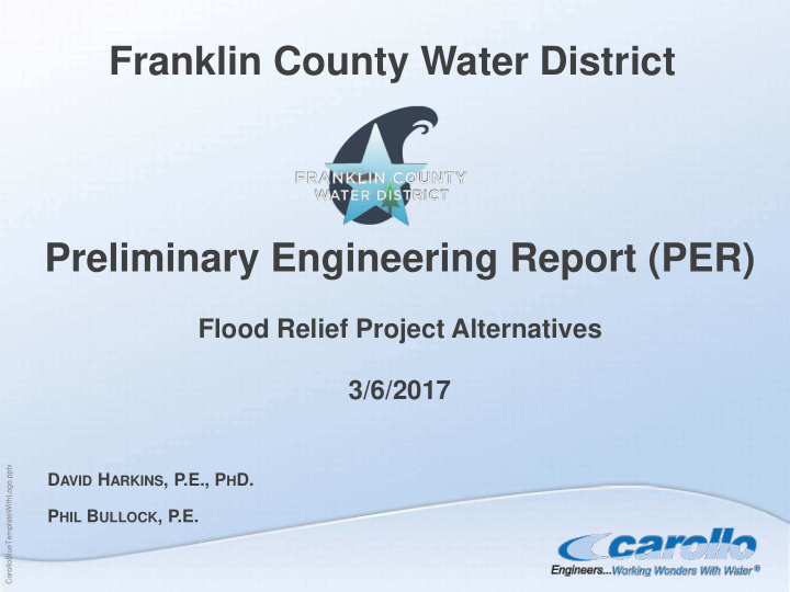 franklin county water district preliminary engineering