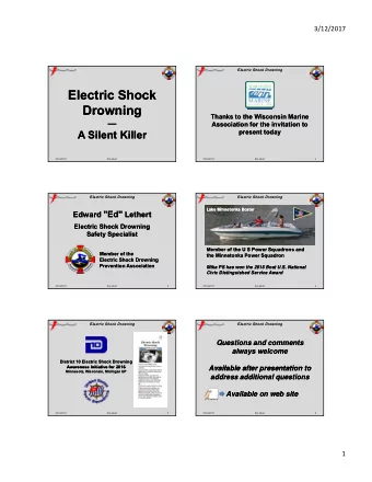 Electric Shock  Electric Shock  Drowning  Drowning  Drowning  Drowning  Thanks to the Wisconsin