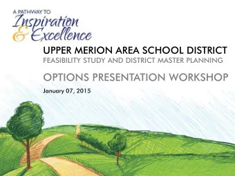 OPTIONS PRESENTATION WORKSHOP  January 07, 2015  AGENDA  1. Master Planning Process - Recap  1  5 m
