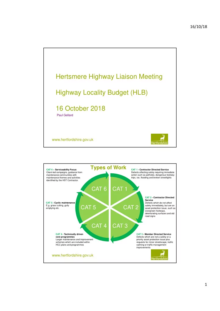 hertsmere highway liaison meeting highway locality budget