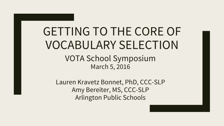 getting to the core of vocabulary selection