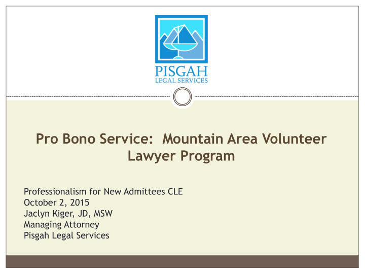 pro bono service mountain area volunteer