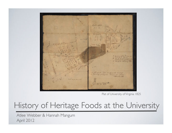 history of heritage foods at the university