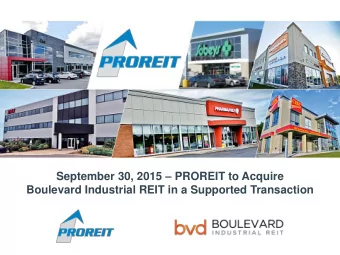 September 30, 2015  PROREIT to Acquire  Boulevard Industrial REIT in a Supported Transaction