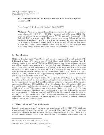 STIS Observations of the Nuclear Ionized Gas in the Elliptical  Galaxy M84 G. A. Bower 1 , R. F.