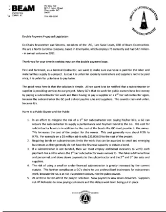 COMPANY. INC  704 435-3206  t.  :  0  4  //WILCO '4  Double Payment Proposed