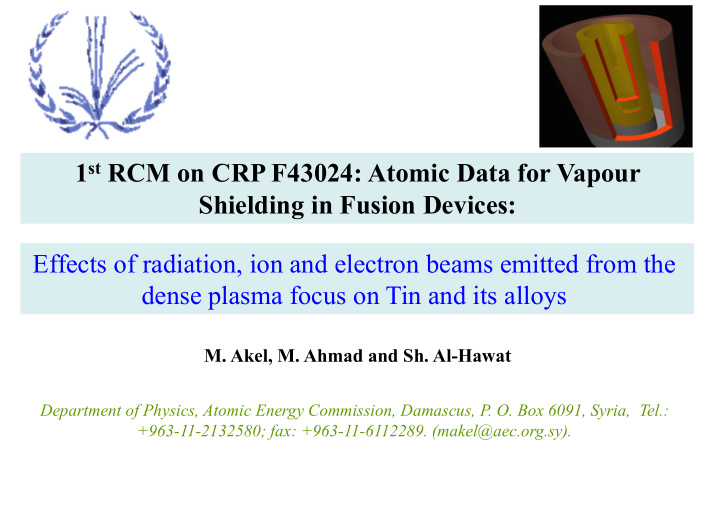 1 st rcm on crp f43024 atomic data for vapour shielding