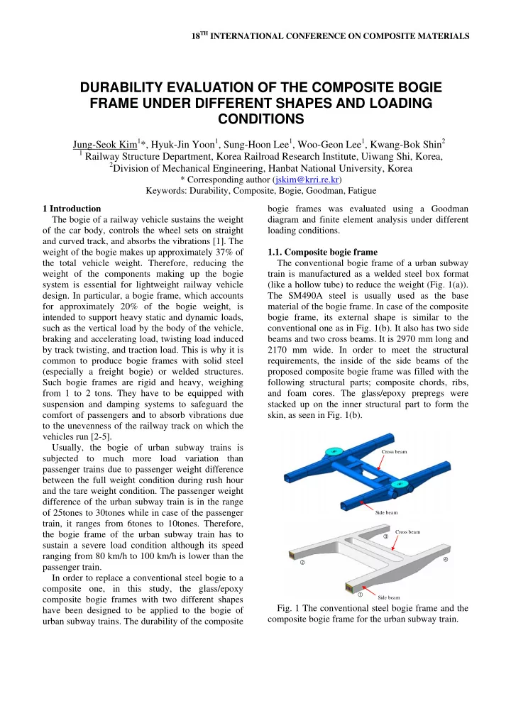 durability evaluation of the composite bogie frame under