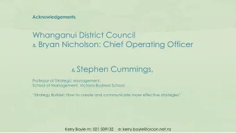 Whanganui District Council &amp; Bryan Nicholson: Chief Operating Officer &amp; Stephen Cummings,