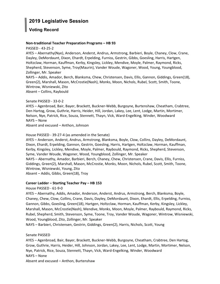 2019 legislative session