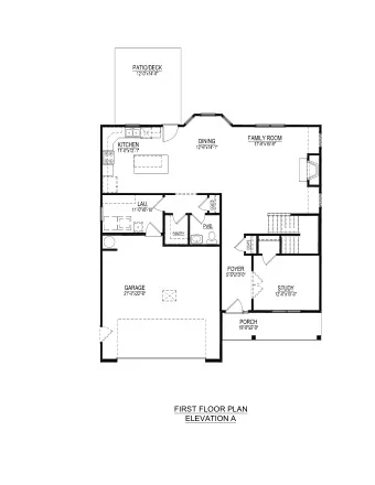 FIRST FLOOR PLAN  ELEVATION A  PORCH  18'-0&quot;x5'-0&quot;  FIRST FLOOR PLAN  ELEVS. B, D  PORCH