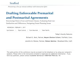 Drafting Enforceable Premarital  and Postmarital Agreements  Structuring Choice of Law and Forum