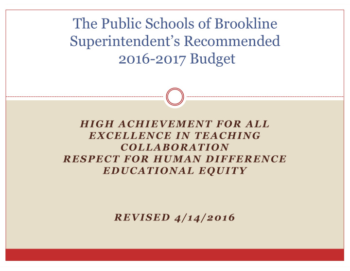 the public schools of brookline superintendent s