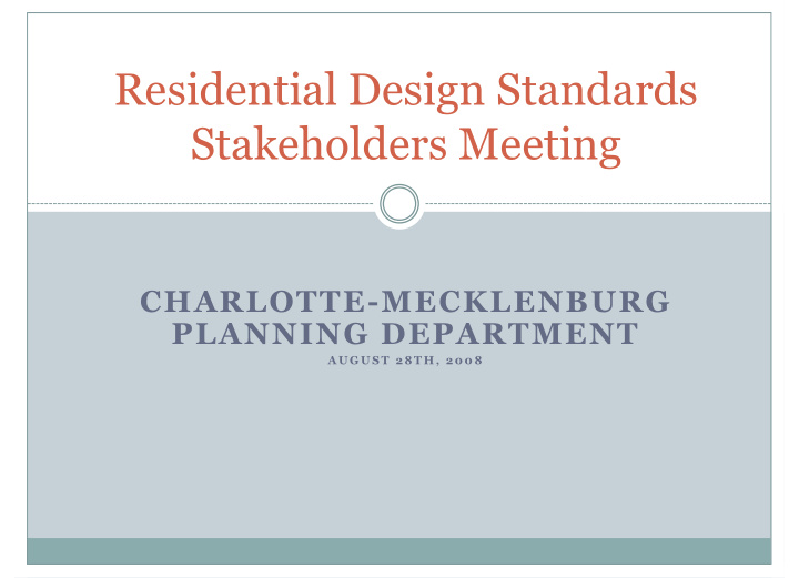 Residential Design Standards