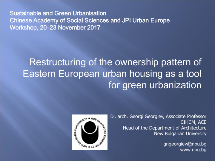 eastern european urban housing as a tool