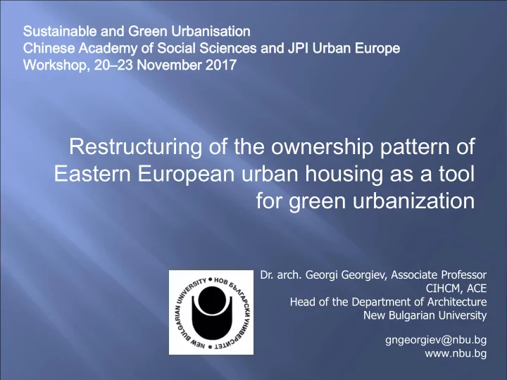 eastern european urban housing as a tool