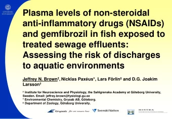 Plasma levels of non-steroidal  anti-inflammatory drugs (NSAIDs)  and gemfibrozil in fish exposed