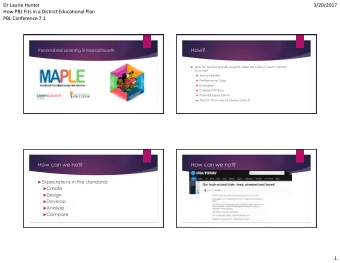 Dr Laurie Hunter  3/20/2017  How PBL Fits in a District Educational Plan  PBL Conference 7.1  How?