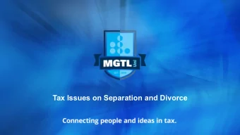 Tax Issues on Separation and Divorce  Topics  1.  Spouses and Common-Law Partners  2.  Property