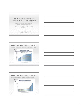 The Road (to Recovery) Less  Traveled: Alternatives to Opioids  Suzanne M. Emmet, CPCU, ARe, CCEP