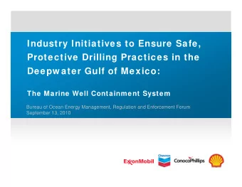 Industry Initiatives to Ensure Safe,  Protective Drilling Practices in the  Deepw ater Gulf of