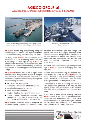 AGISCO GROUP srl Advanced Geotechnical Instrumentation Systems &amp; Consulting  MOSE: Measures for