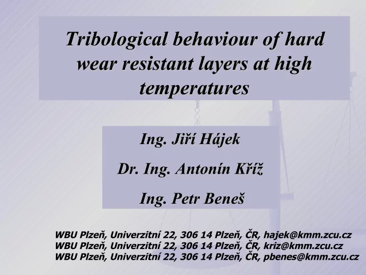 tribological behaviour of hard tribological behaviour of