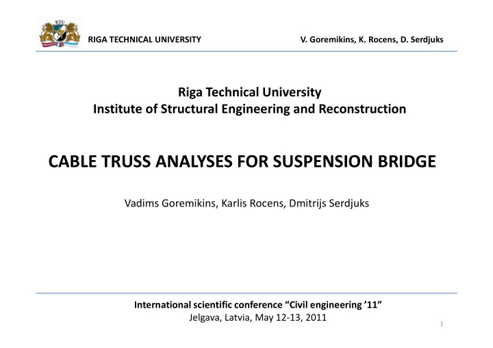 cable truss analyses for suspension bridge