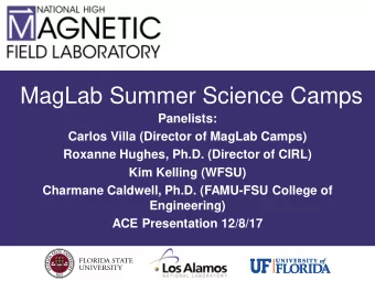 MagLab Summer Science Camps  Panelists:  Carlos Villa (Director of MagLab Camps)  Roxanne Hughes,